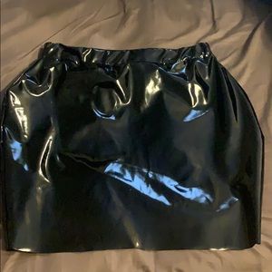 Artificial leather mini skirt